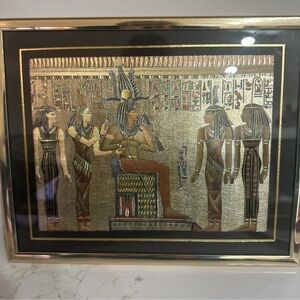 Egyptian-Inspired Gold and Black Framed Wall Art